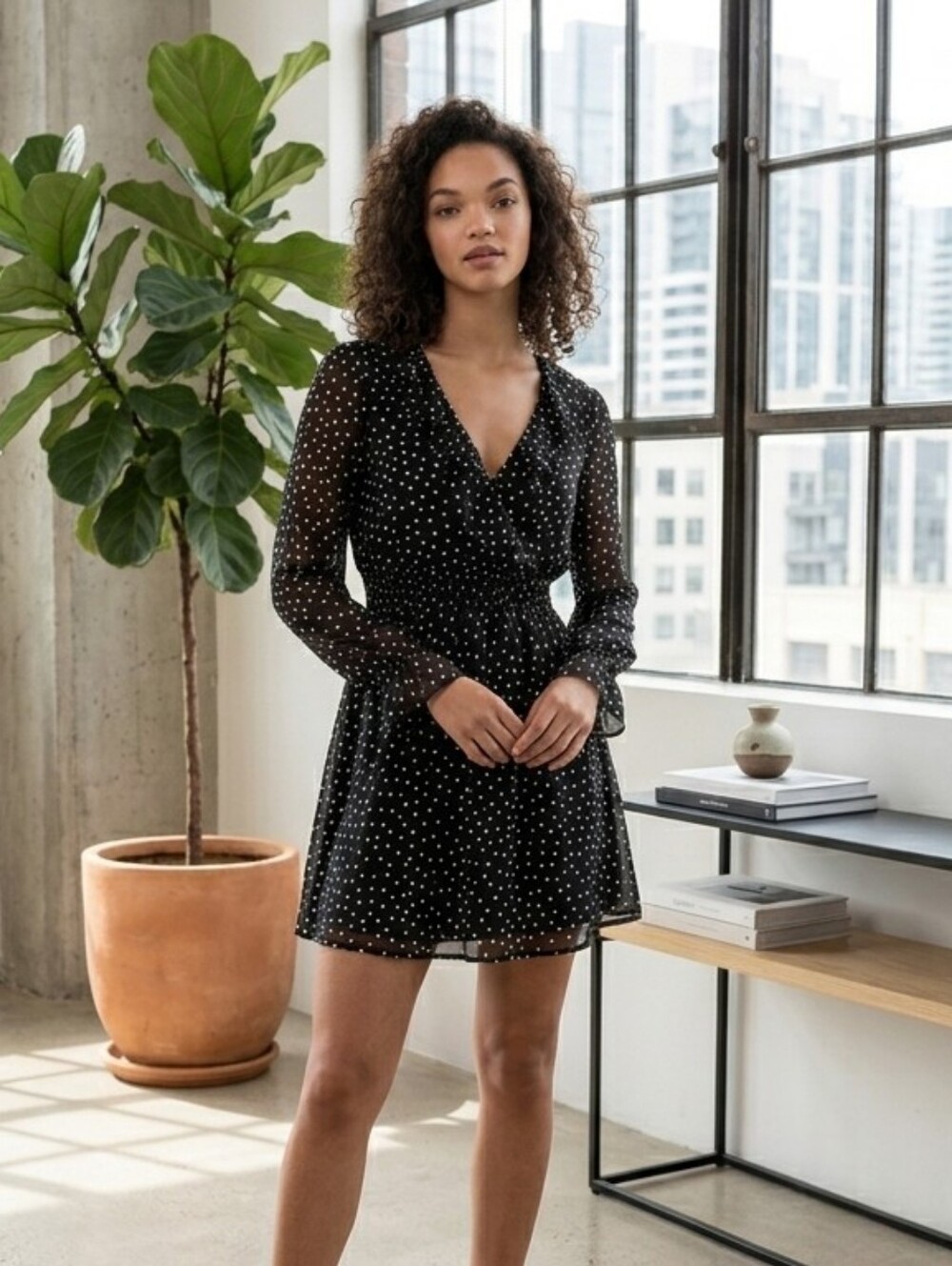 H&M Polka dot Dress Ruffle Size 2